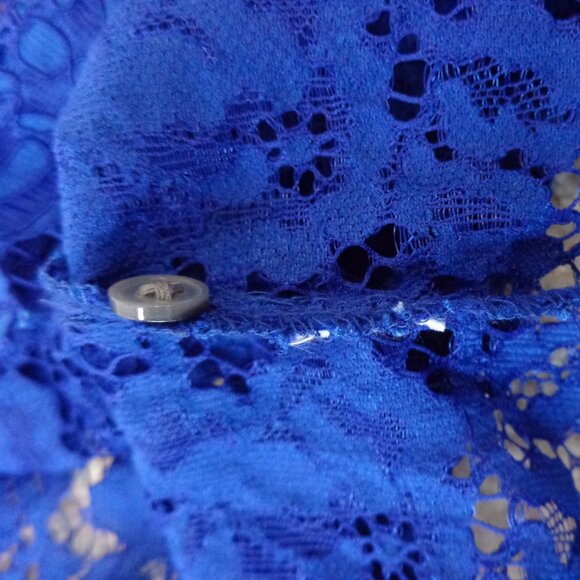 J. Crew Mockneck Floral Lace Bows in Baroque Blue Top without Camisole Size 10 - Picture 8 of 8